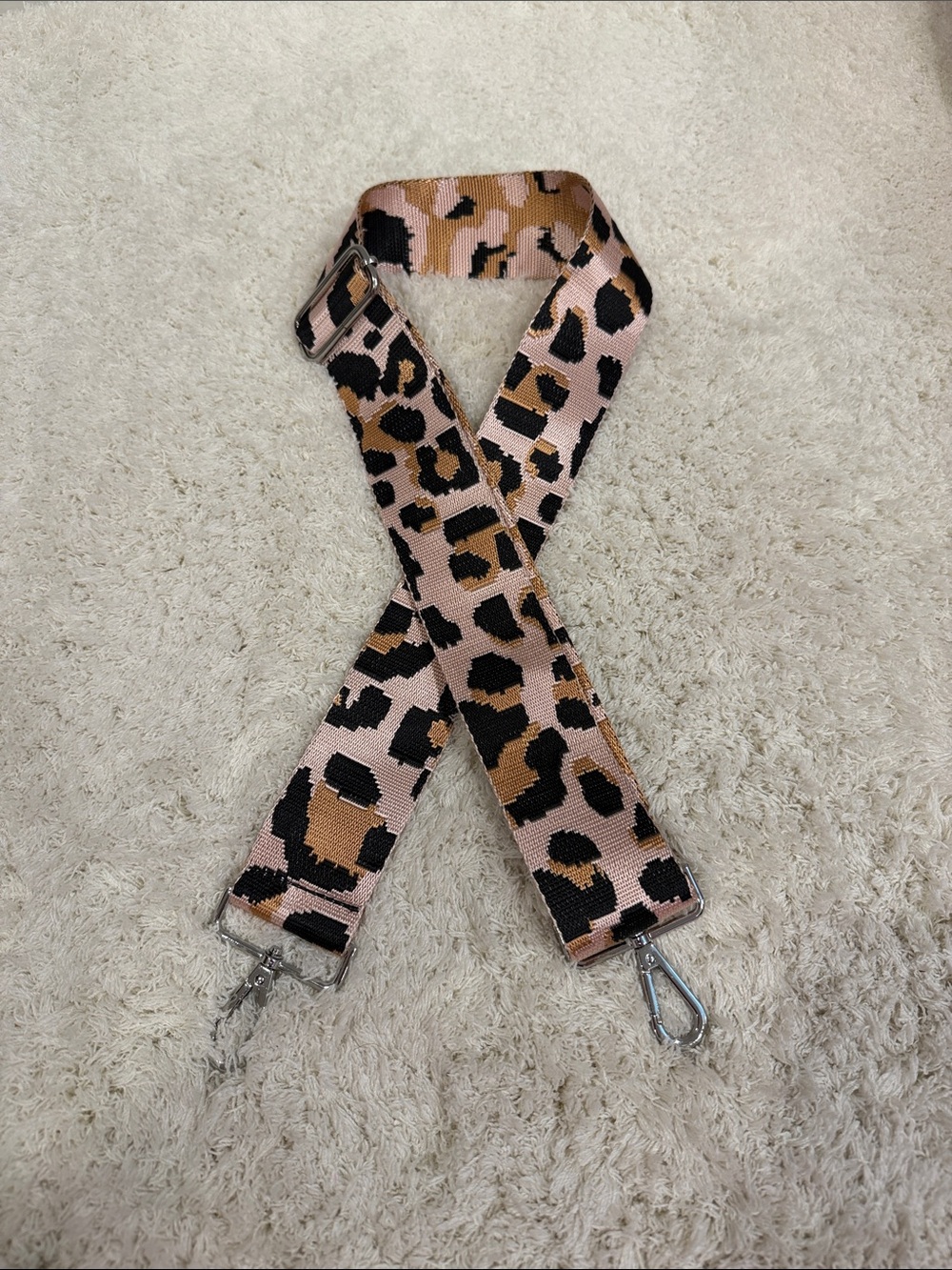Leopard Print Adjustable Bag Strap in Pink and Brown